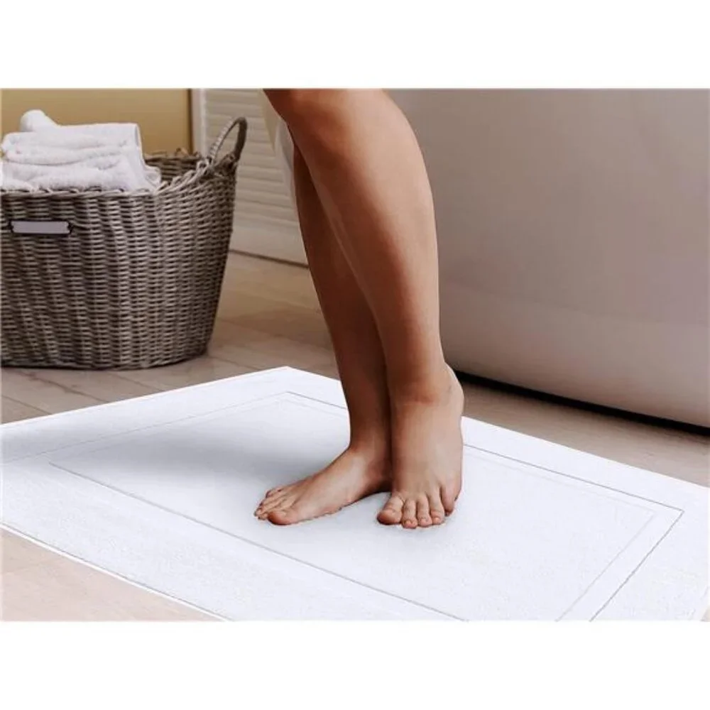 Cotton Bath Mats 2 Pack Absorbent Shower Floor Mat Hotel Spa White Thick Soft